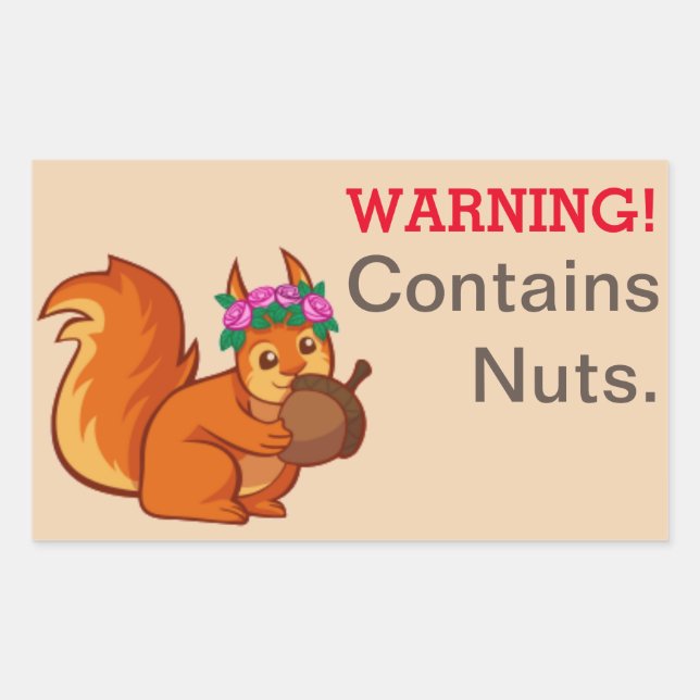Squirrel Nut Allergy Warning Rectangular Sticker (Front)
