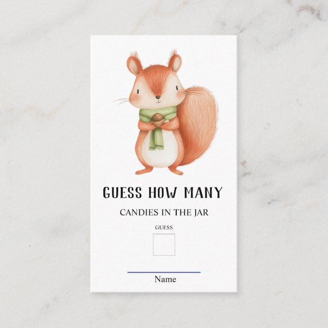 Squirrel Nutkin Guess How Many Baby Shower Game  Enclosure Card (Front)