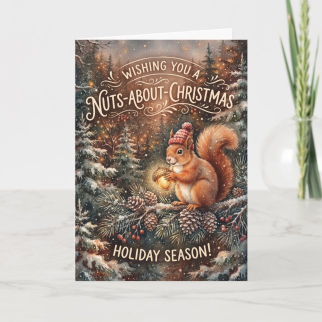 Squirrel Nuts About Christmas Card (Front)