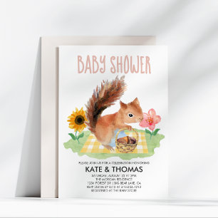 Squirrel Nuts Picnic Watercolor Baby Shower Invitation