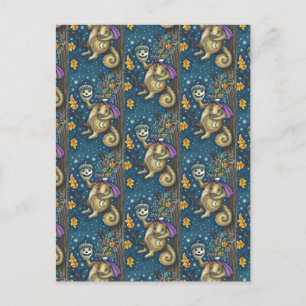 SQUIRREL OF SLEEPY HOLLOW & ACORN, FUNNY HALLOWEEN POSTCARD