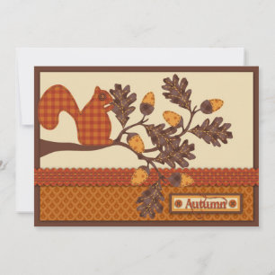 Squirrel on Branch Applique-look Thanksgiving Invitation