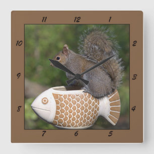 Squirrel on Fish - Clock