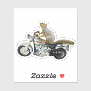 Squirrel on Motorcycle Custom-Cut Vinyl Sticker