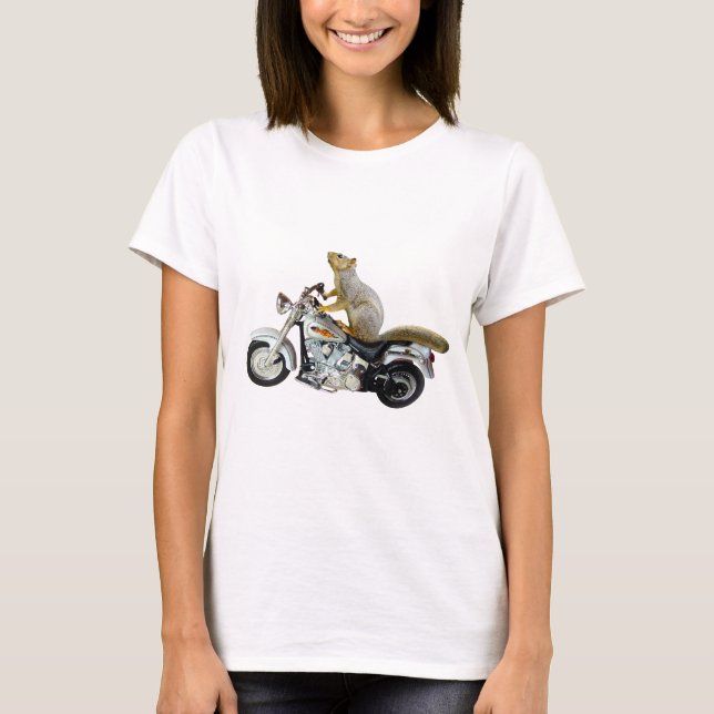 Squirrel on Motorcycle T-Shirt (Front)