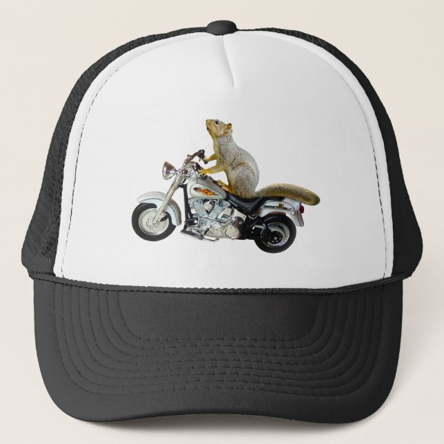 Squirrel on Motorcycle Trucker Hat (Front)