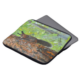 Squirrel on Pine Tree – Realistic Oil Painting Laptop Sleeve