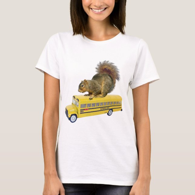 Squirrel on School Bus T-Shirt (Front)