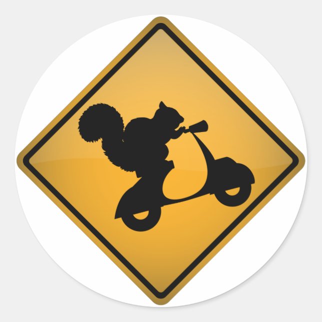 Squirrel on Scooter Classic Round Sticker (Front)