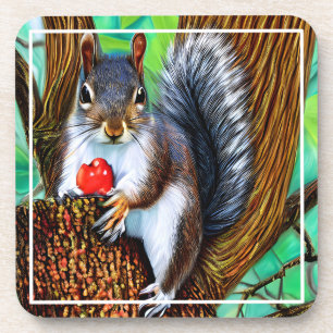 Squirrel on The Tree with Fruit-47566 Coaster