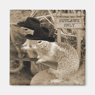 Squirrel Outlaws In The Old West Magnet