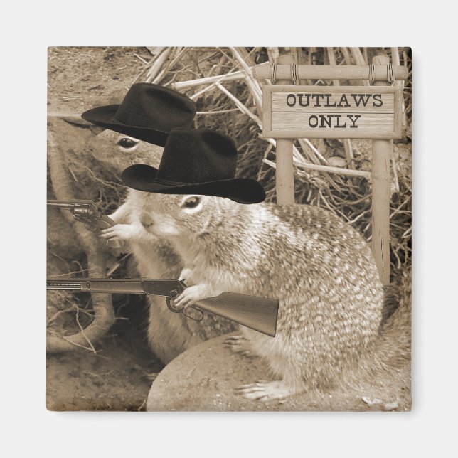 Squirrel Outlaws In The Old West Magnet (Front)