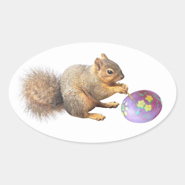 Squirrel Painting Easter Egg Sticker (Front)