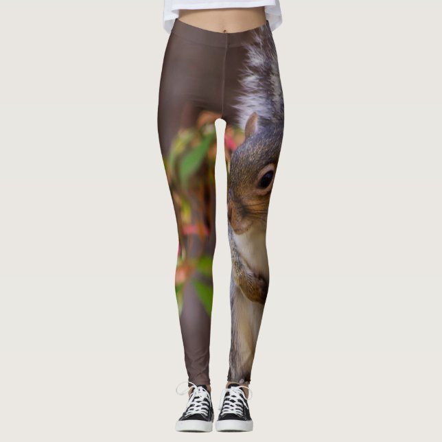 Squirrel Patiently Begs Leggings (Front)