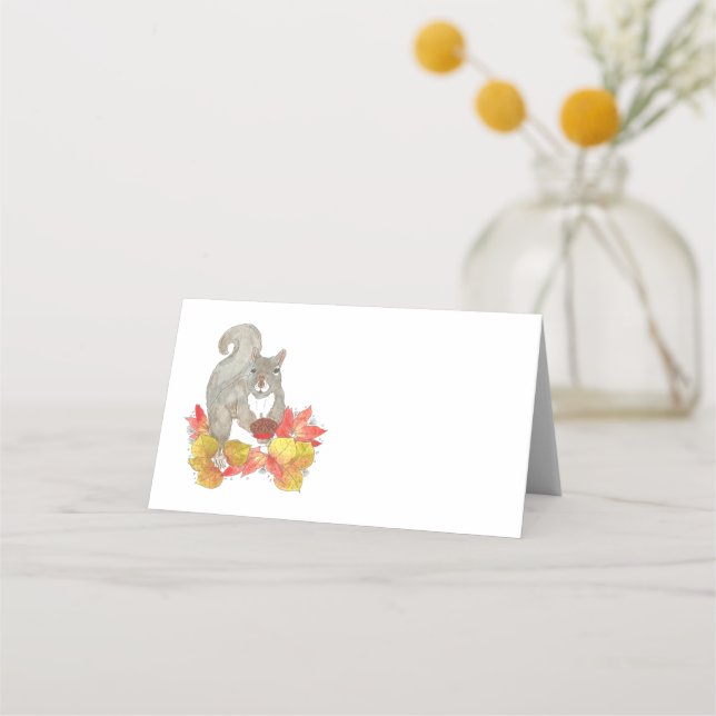 Squirrel Pecan Pie Thanksgiving Place Card (Front)