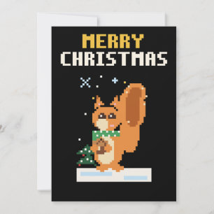Squirrel Pixel Art Christmas Card