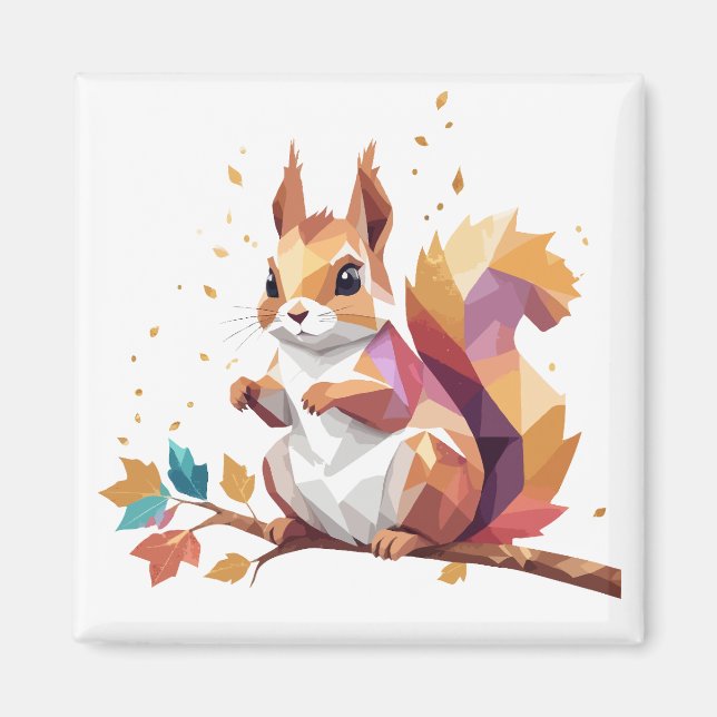 Squirrel Playful Adorable Fun Animal Colourful Coo Magnet (Front)