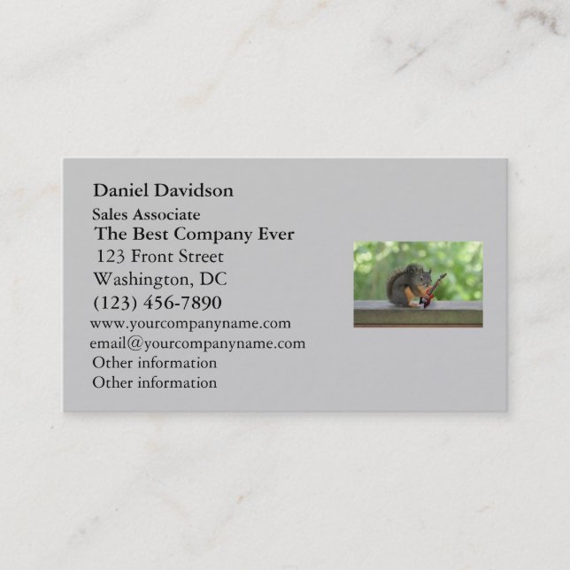 Squirrel Playing Electric Guitar Business Card (Front)