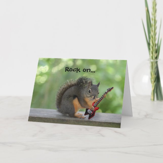 Squirrel Playing Electric Guitar Card (Front)