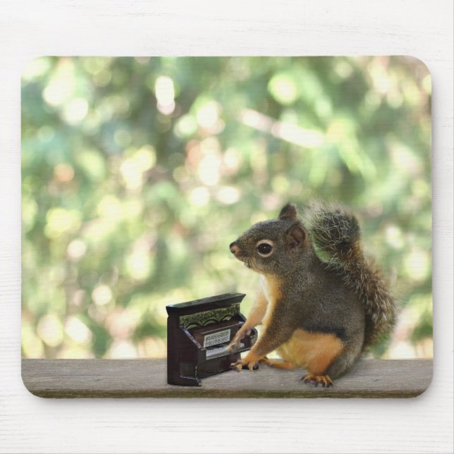 Squirrel Playing Piano Mouse Mat (Front)