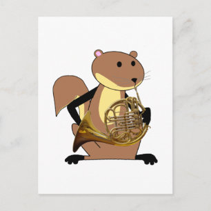 Squirrel Playing the French Horn Postcard