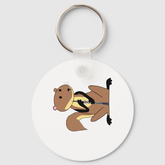 Squirrel Playing the Oboe Key Ring (Front)
