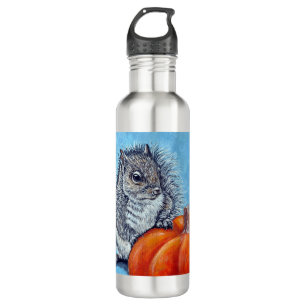 Squirrel Pumpkin Painting 710 Ml Water Bottle