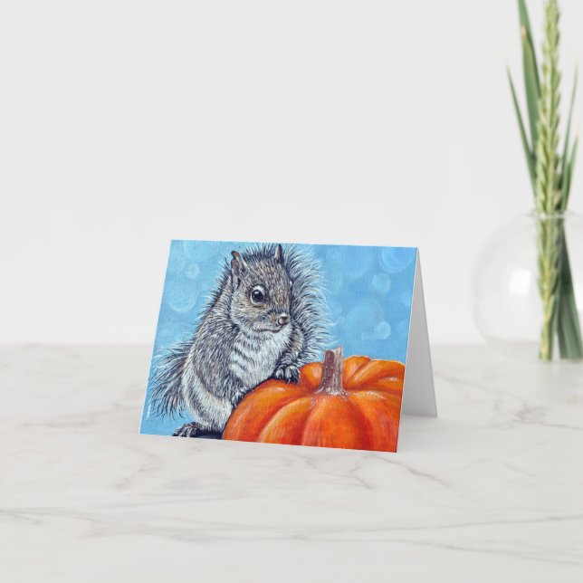 Squirrel Pumpkin Painting Card (Front)
