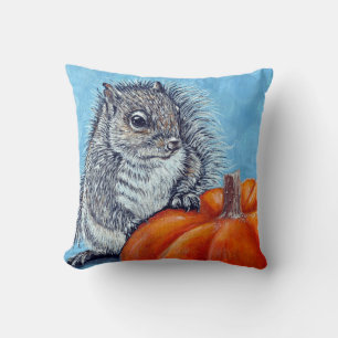 Squirrel Pumpkin Painting Cushion