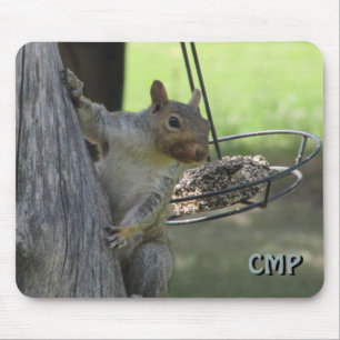 Squirrel Raiding Bird Feeder with Your Initials Mouse Mat