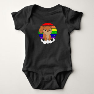 Squirrel Rainbow Glitter Kawaii Croissant Baby Bodysuit