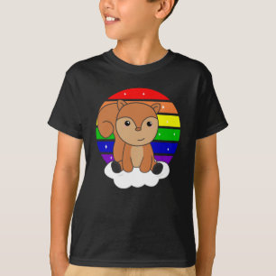 Squirrel Rainbow Glitter Kawaii Croissant T-Shirt