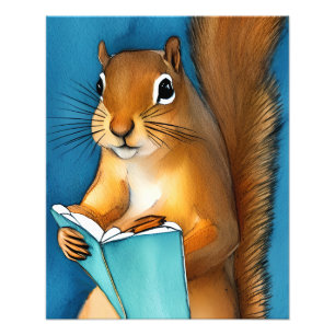Squirrel Reading a Book Photo Print