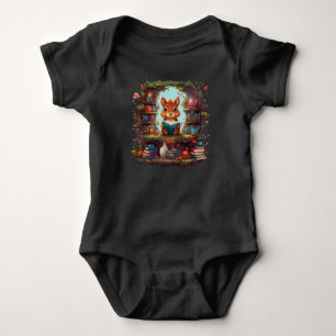Squirrel Reading On A Vintage Bookshelf Baby Bodysuit