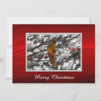 Squirrel Red Berries Snow Tree Christmas Flat