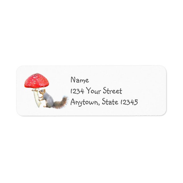 Squirrel Red Mushroom Return Address Labels (Front)