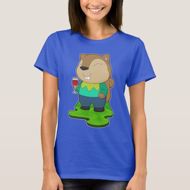 Squirrel Red wine T-Shirt (Front)