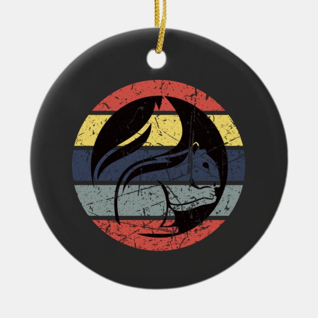 Squirrel Retro  Ceramic Tree Decoration (Front)