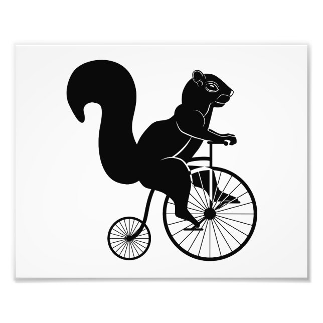 Squirrel Rider on Old Bike Photo Print (Front)