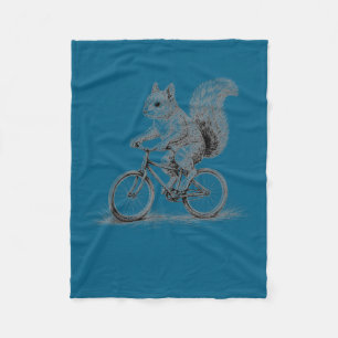 Squirrel riding bicycle funny cycling animal bike fleece blanket