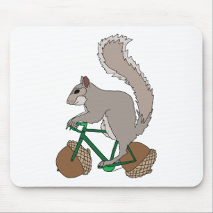 Squirrel Riding Bike With Acorn Wheels Mouse Mat