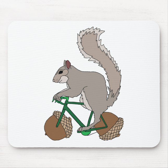 Squirrel Riding Bike With Acorn Wheels Mouse Mat (Front)
