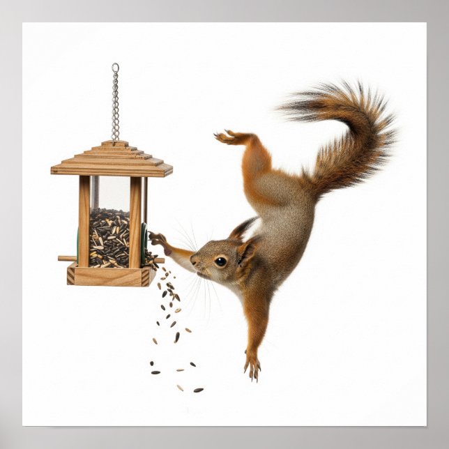 Squirrel Robbing Feeder Graphic Poster (Front)