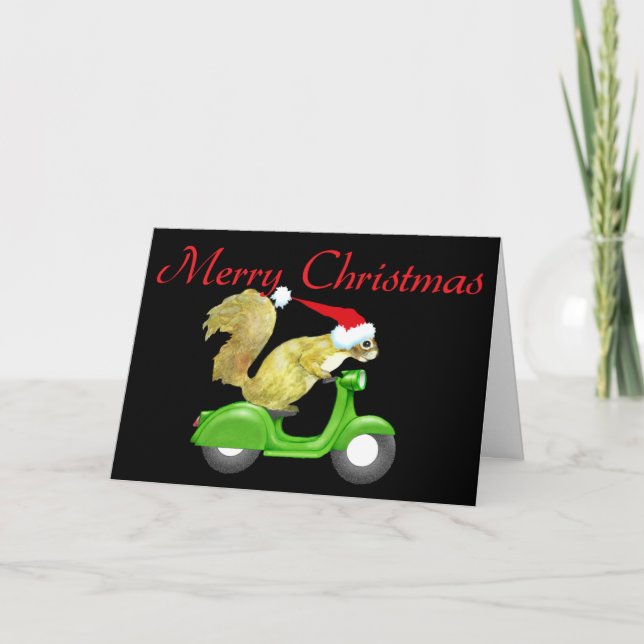 Squirrel Santa Christmas Card (Front)