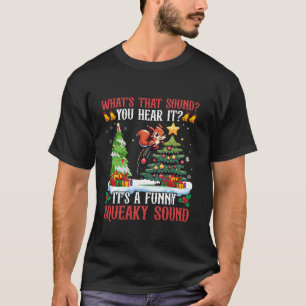 Squirrel Santa Hat Acorn Christmas Tree Snowflakes T-Shirt