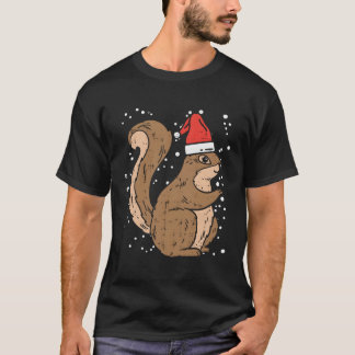 Squirrel Santa Hat Christmas Xmas Pajama Animal Lo T-Shirt