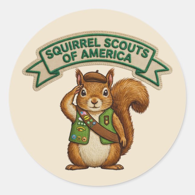 Squirrel Scout Classic Round Sticker (Front)