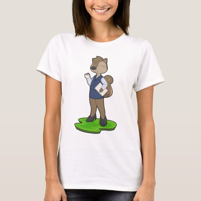 Squirrel Secretary Coffee Office T-Shirt (Front)