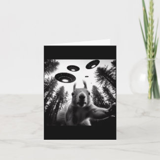 Squirrel Selfie With Alien Ufo Funny For Men Women Card