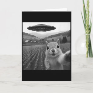 Squirrel Selfie With Alien Ufo Funny Gifts For Men Card
